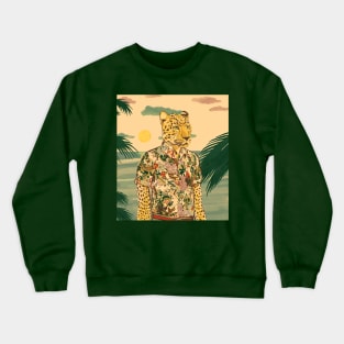 leopard in a hawaiian shirt Crewneck Sweatshirt